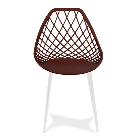 Krzesło ażurowe skandynawskie nowoczesne na metalowych białych nogach stylowe brązowe YE-09