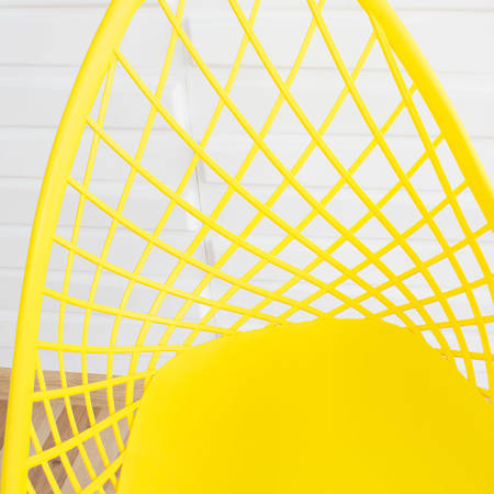 Krzesło ażurowe skandynawskie nowoczesne na metalowych białych nogach stylowe żółte YE-10
