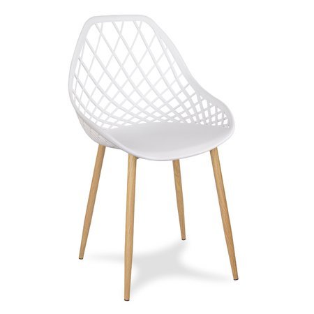 Krzesło ażurowe skandynawskie nowoczesne na metalowych buk nogach stylowe białe YE-01
