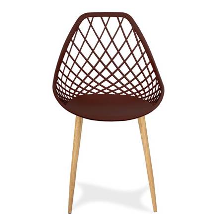 Krzesło ażurowe skandynawskie nowoczesne na metalowych buk nogach stylowe brązowe YE-09