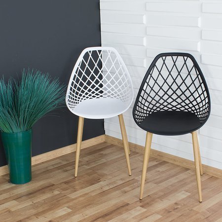Krzesło ażurowe skandynawskie nowoczesne na metalowych buk nogach stylowe czarne YE-02
