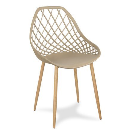 Krzesło ażurowe skandynawskie nowoczesne na metalowych buk nogach stylowe jasno brązowe YE-20
