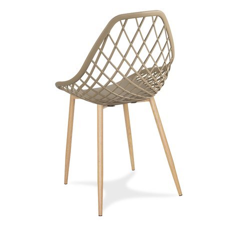 Krzesło ażurowe skandynawskie nowoczesne na metalowych buk nogach stylowe jasno brązowe YE-20