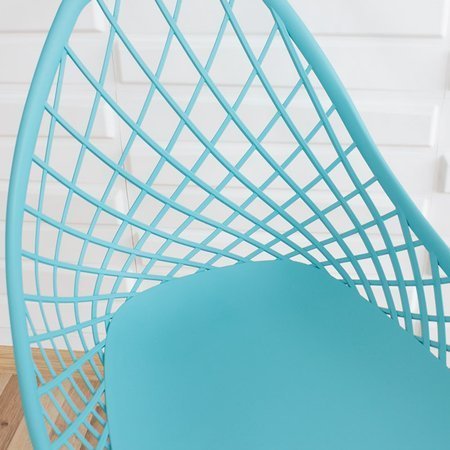 Krzesło ażurowe skandynawskie nowoczesne na metalowych buk nogach stylowe turkusowe YE-25
