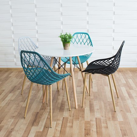 Krzesło ażurowe skandynawskie nowoczesne na metalowych buk nogach stylowe turkusowe YE-25