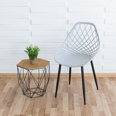 Krzesło ażurowe skandynawskie nowoczesne na metalowych czarnych nogach stylowe białe YE-01