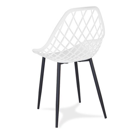 Krzesło ażurowe skandynawskie nowoczesne na metalowych czarnych nogach stylowe białe YE-01