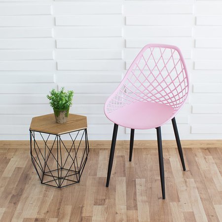 Krzesło ażurowe skandynawskie nowoczesne na metalowych czarnych nogach stylowe brązowe YE-04