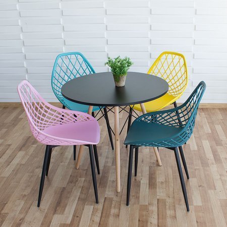 Krzesło ażurowe skandynawskie nowoczesne na metalowych czarnych nogach stylowe brązowe YE-09