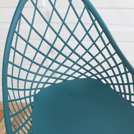 Krzesło ażurowe skandynawskie nowoczesne na metalowych czarnych nogach stylowe ciemno turkusowe (zielone) YE-06