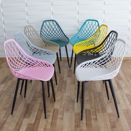 Krzesło ażurowe skandynawskie nowoczesne na metalowych czarnych nogach stylowe czarne YE-02