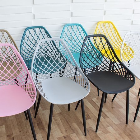 Krzesło ażurowe skandynawskie nowoczesne na metalowych czarnych nogach stylowe szare YE-05