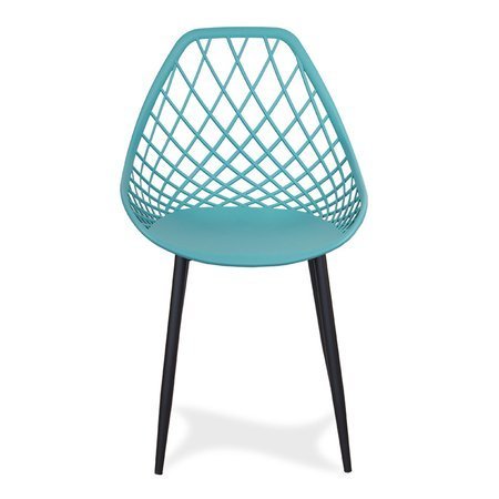 Krzesło ażurowe skandynawskie nowoczesne na metalowych czarnych nogach stylowe turkusowe YE-25