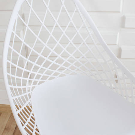 Krzesło ażurowe skandynawskie nowoczesne na metalowych szarych nogach stylowe białe YE-01