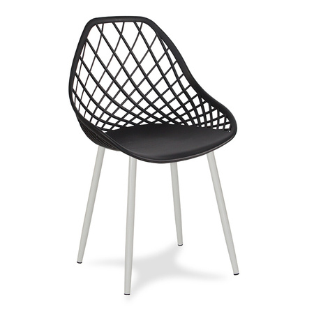 Krzesło ażurowe skandynawskie nowoczesne na metalowych szarych nogach stylowe czarne YE-02