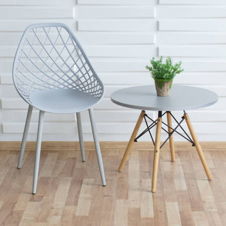 Krzesło ażurowe skandynawskie nowoczesne na metalowych szarych nogach stylowe szare YE-05
