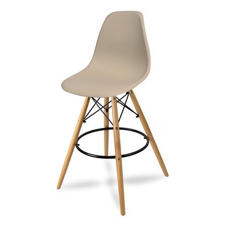 Krzesło barowe hoker z podnóżkiem na drewnianych bukowych nogach jasno brązowe 212 AB