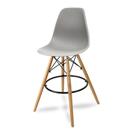 Krzesło barowe hoker z podnóżkiem na drewnianych bukowych nogach szare 212 AB