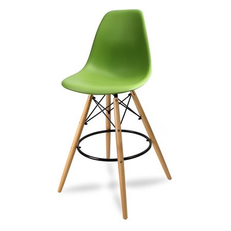 Krzesło barowe hoker z podnóżkiem na drewnianych bukowych nogach zielone 212 AB
