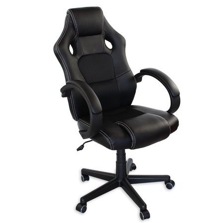 Krzesło biurowe fotel gamingowy ekoskóra do biurka L302B-B czarno-czarne