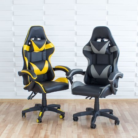 Krzesło biurowe fotel gamingowy ekoskóra do biurka L810B-Y czarno-żółte