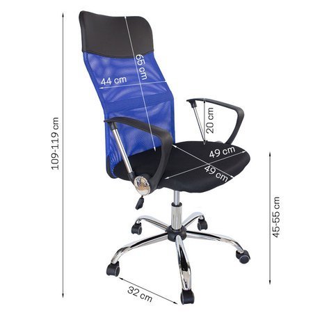 Krzesło biurowe fotel gamingowy ekoskóra obrotowy do biurka L406B-BL czarno-niebieskie