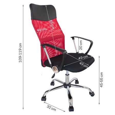 Krzesło biurowe fotel gamingowy ekoskóra obrotowy do biurka L406B-R czarno-czerwone