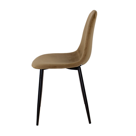 Krzesło brązowe, tapicerowane, welurowe na czarnych metalowych nogach YV-04