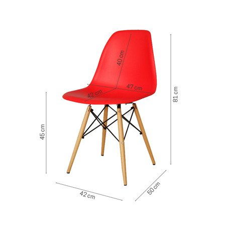 Krzesło buk na drewnianych bukowych nogach nowoczesne stylowe do kuchni czerwone 212 TA/AB