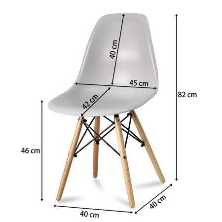 Krzesło buk na drewnianych bukowych nogach nowoczesne stylowe do kuchni szare 212 TS