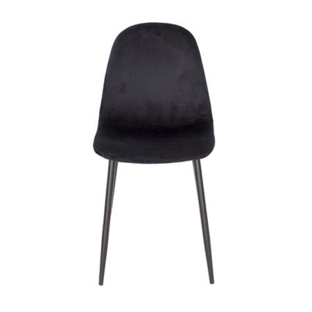 Krzesło czarne, tapicerowane, welurowe na czarnych metalowych nogach YV-02