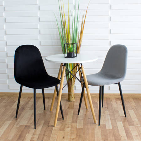 Krzesło czarne, tapicerowane, welurowe na czarnych metalowych nogach YV-02