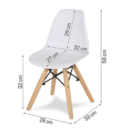 Krzesło dla dzieci dziecięce na drewnianych bukowych nogach krzesełko do biurka białe KIDS 212 AB roz