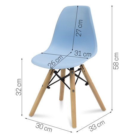 Krzesło dla dzieci dziecięce na drewnianych bukowych nogach krzesełko do biurka niebieskie KIDS 212 SP