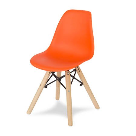Krzesło dla dzieci dziecięce na drewnianych bukowych nogach krzesełko do biurka pomarańczowe KIDS 212 AB