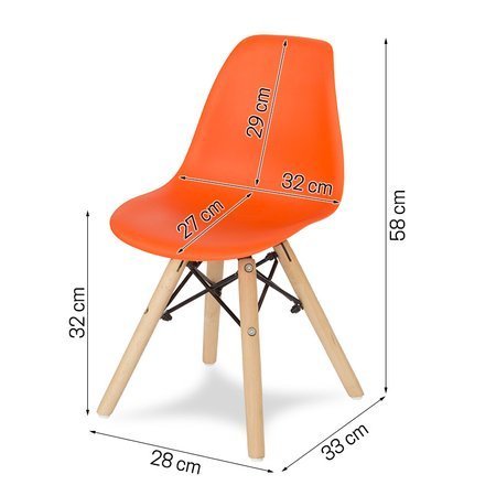 Krzesło dla dzieci dziecięce na drewnianych bukowych nogach krzesełko do biurka pomarańczowe KIDS 212 AB roz