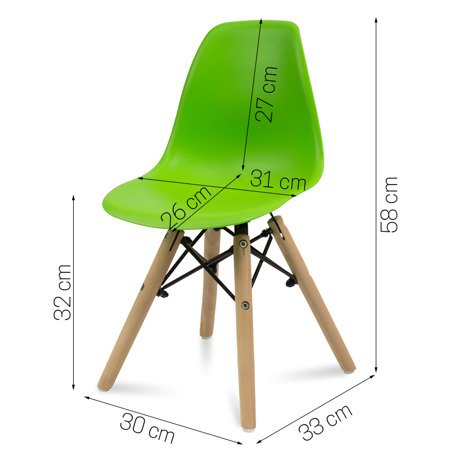 Krzesło dla dzieci dziecięce na drewnianych bukowych nogach krzesełko do biurka zielone KIDS 212 SP