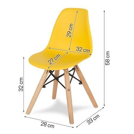 Krzesło dla dzieci dziecięce na drewnianych bukowych nogach krzesełko do biurka żółte KIDS 212 AB roz