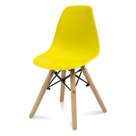 Krzesło dla dzieci dziecięce na drewnianych bukowych nogach krzesełko do biurka żółte KIDS 212 SP
