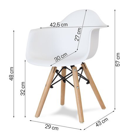 Krzesło dla dzieci krzesełko dziecięce na drewnianych bukowych nogach białe 211 WF