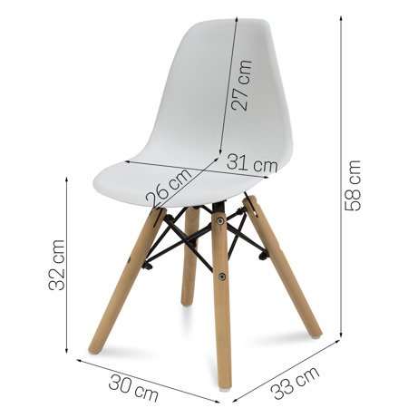 Krzesło dla dzieci krzesełko dziecięce na drewnianych bukowych nogach białe KIDS 212 SP