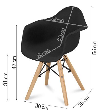 Krzesło dla dzieci krzesełko dziecięce na drewnianych bukowych nogach czarne 211 AB
