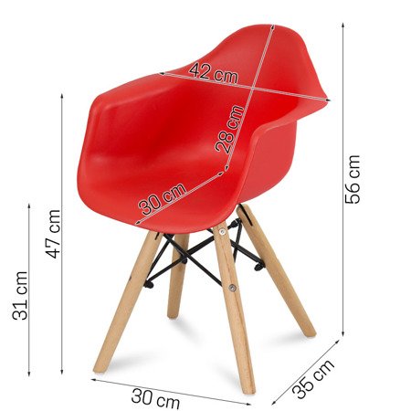 Krzesło dla dzieci krzesełko dziecięce na drewnianych bukowych nogach czerwone 211 AB