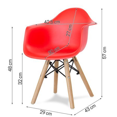 Krzesło dla dzieci krzesełko dziecięce na drewnianych bukowych nogach czerwone 211 WF