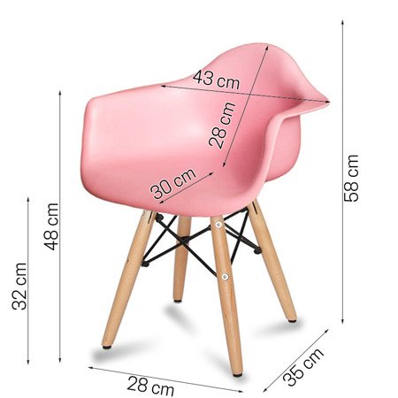 Krzesło dla dzieci krzesełko dziecięce na drewnianych bukowych nogach różowe 211 TA