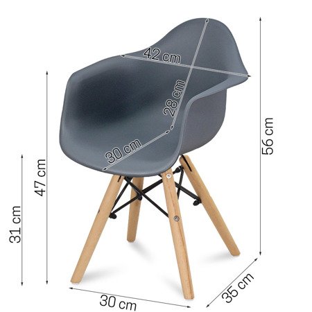 Krzesło dla dzieci krzesełko dziecięce na drewnianych bukowych nogach szare 211 AB