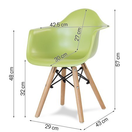 Krzesło dla dzieci krzesełko dziecięce na drewnianych bukowych nogach zielone 211 TA