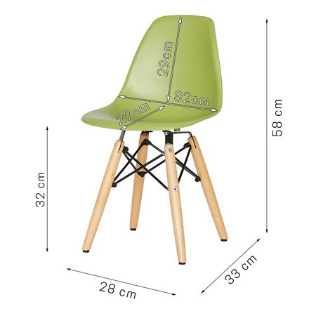Krzesło dla dzieci krzesełko dziecięce na drewnianych bukowych nogach zielone KIDS 212 TA