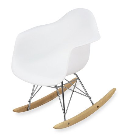 Krzesło dla dzieci na biegunach dziecięce na metalowo-drewnianych płozach białe 211 AB