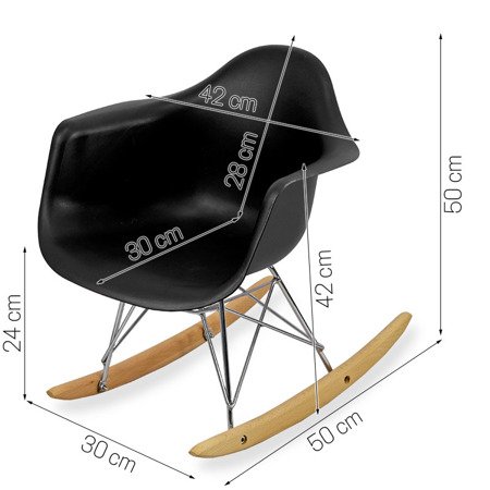 Krzesło dla dzieci na biegunach dziecięce na metalowo-drewnianych płozach czarne 211 AB